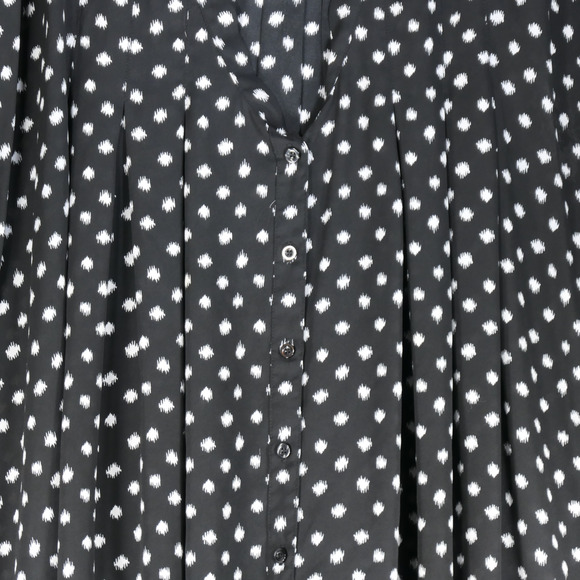 Roamans Blouse Womens Size 32W Button Front Black White Sheer Bow - Picture 7 of 10